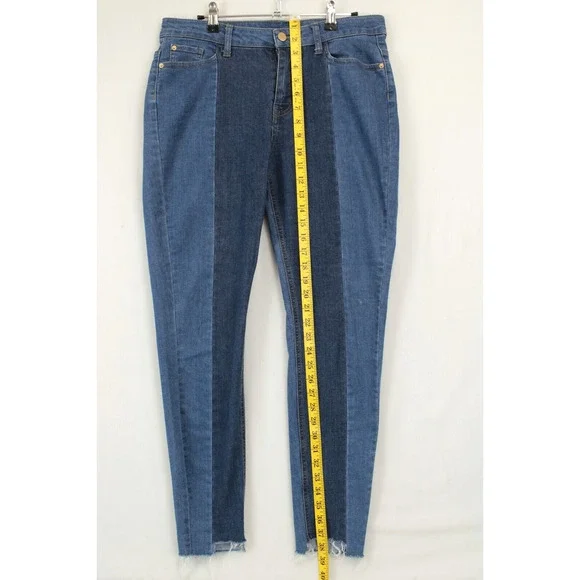 For The Republic Two Tone Denim Ankle Jeans Raw Hem Women 10 / 29 Blue Pants - Picture 3 of 10